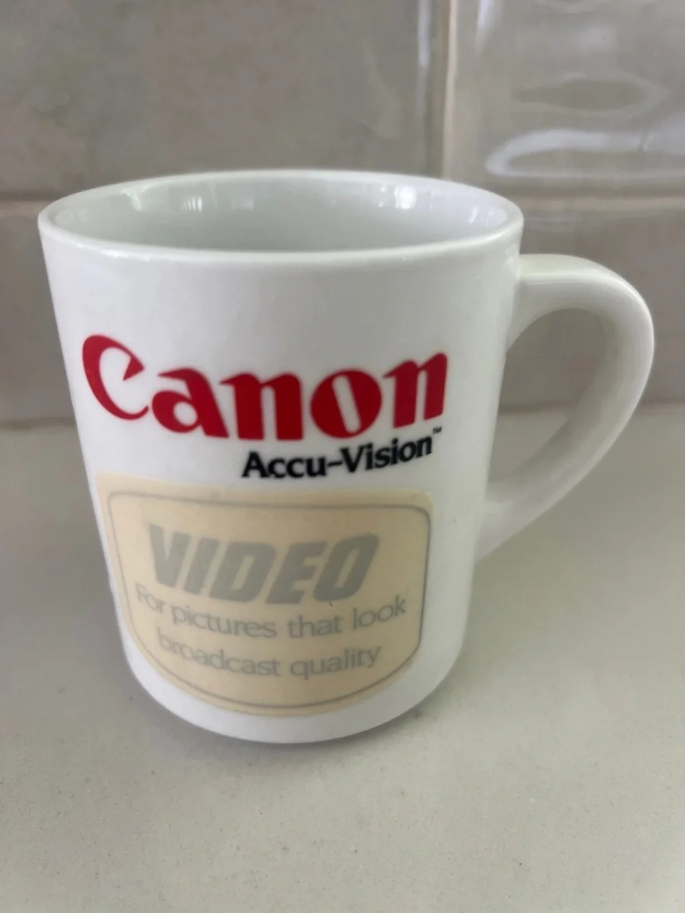 Canon Vintage 80's White Ceramic Mug with Red Logo